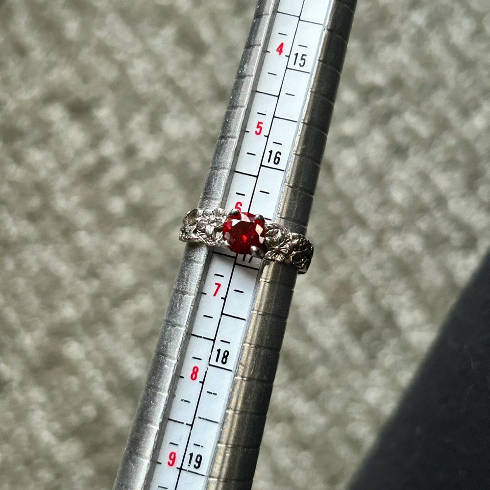 Vintage-Style Silver Ring with Red Garnet Stone